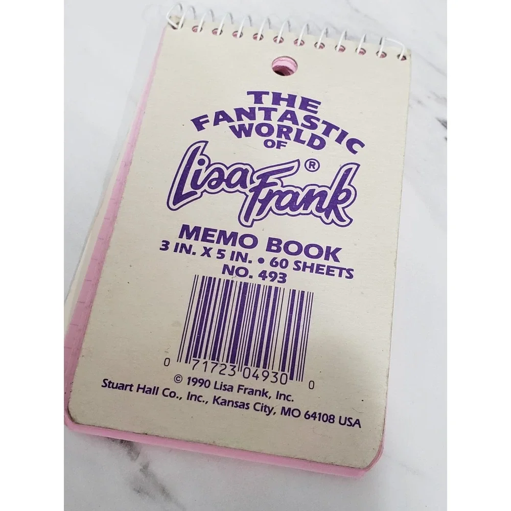 90s Lisa Frank Rose Rainbow Butterfly Memo Book Notepad 493 3x5 Vintage Pink